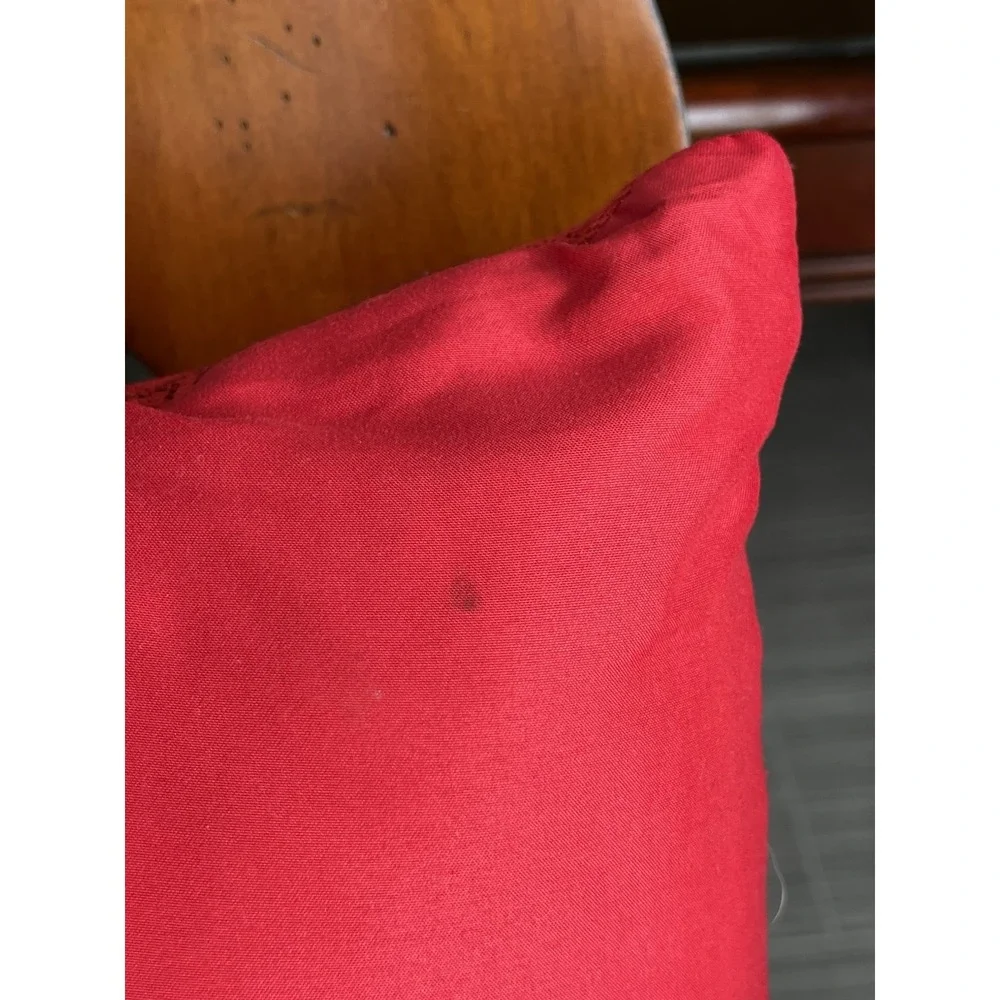 Poinsettia Tapestry Throw Pillow Red Green‎ Gold Christmas Holiday Flower 16x16